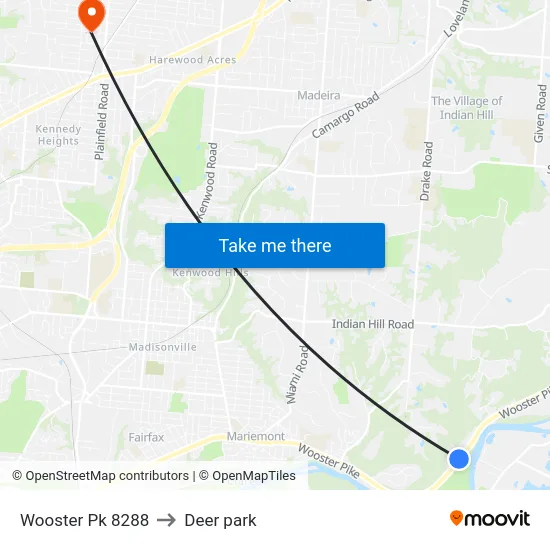 Wooster Pk 8288 to Deer park map