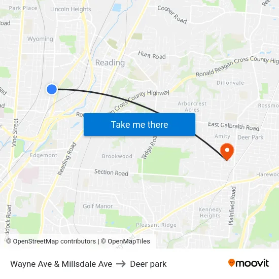 Wayne Ave & Millsdale Ave to Deer park map