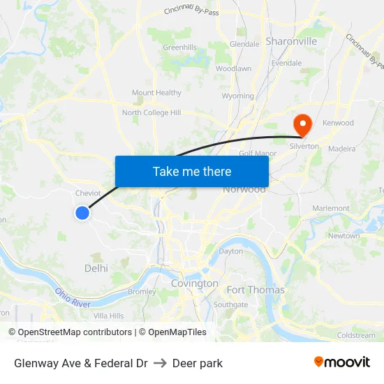 Glenway Ave & Federal Dr to Deer park map