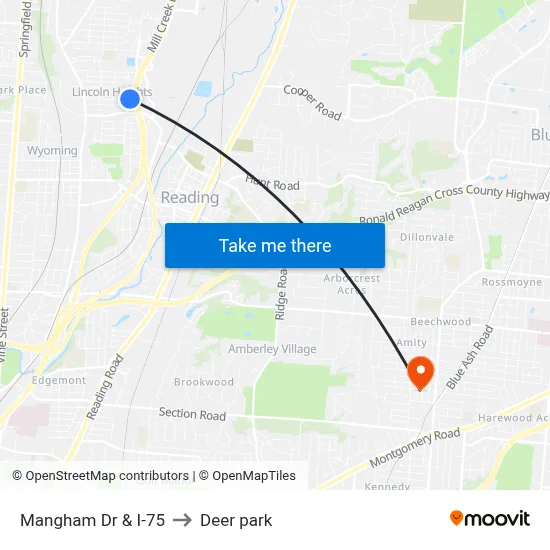 Mangham Dr & I-75 to Deer park map