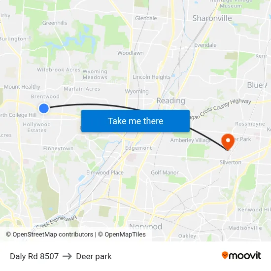 Daly Rd 8507 to Deer park map