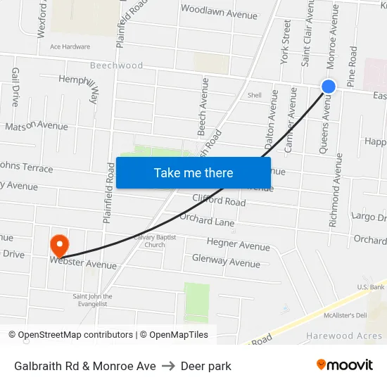 Galbraith Rd & Monroe Ave to Deer park map