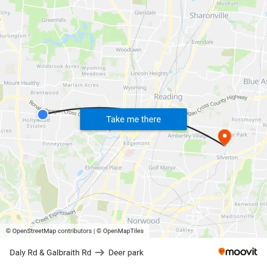 Daly Rd & Galbraith Rd to Deer park map