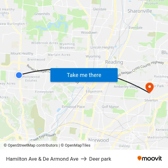 Hamilton Ave & De Armond Ave to Deer park map