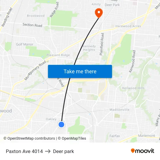 Paxton Ave 4014 to Deer park map