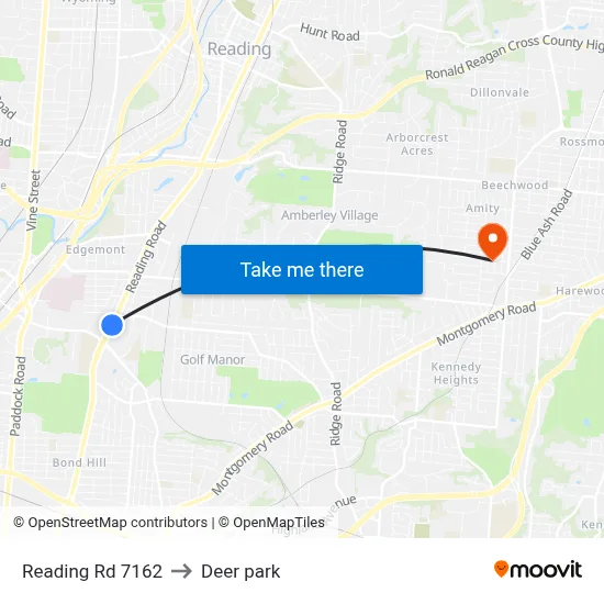 Reading Rd 7162 to Deer park map