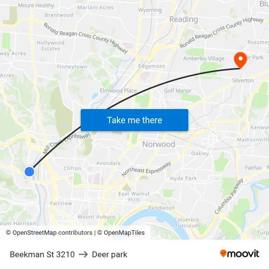 Beekman St 3210 to Deer park map
