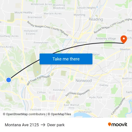 Montana Ave 2125 to Deer park map