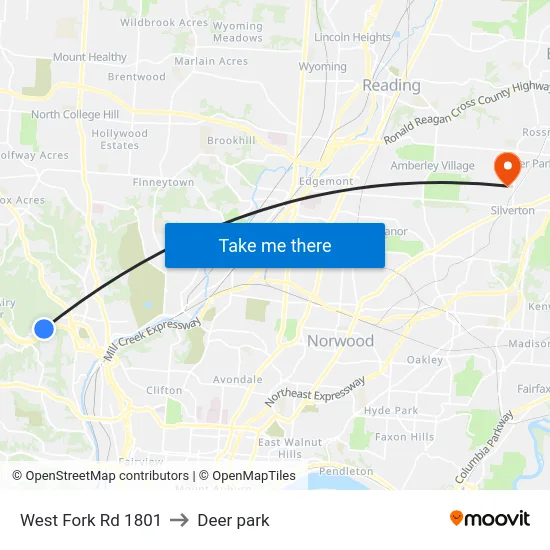West Fork Rd 1801 to Deer park map