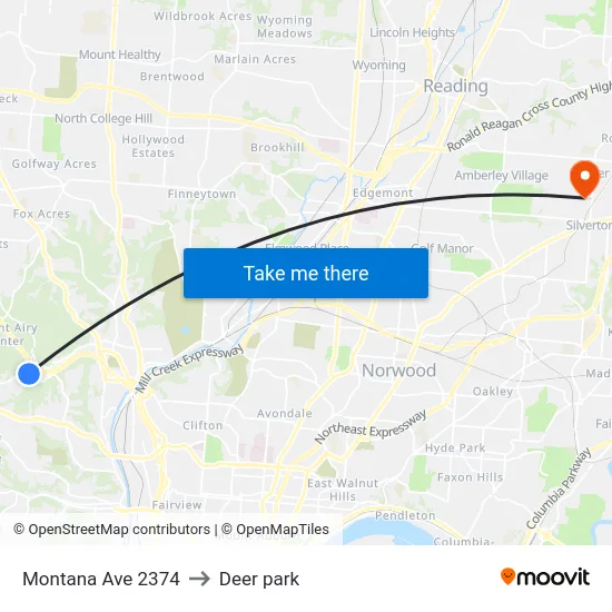 Montana Ave 2374 to Deer park map