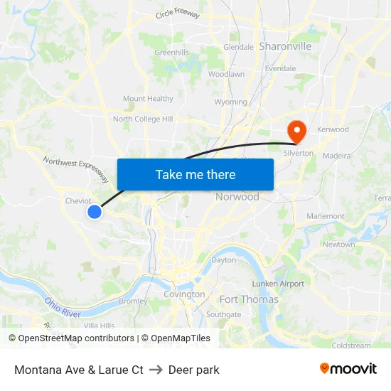 Montana Ave & Larue Ct to Deer park map