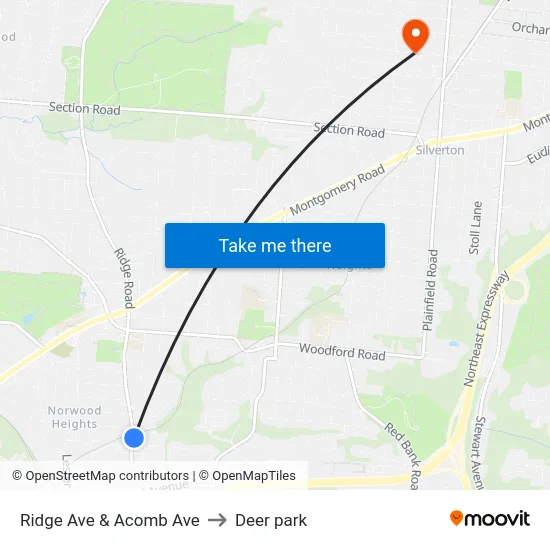 Ridge Ave & Acomb Ave to Deer park map