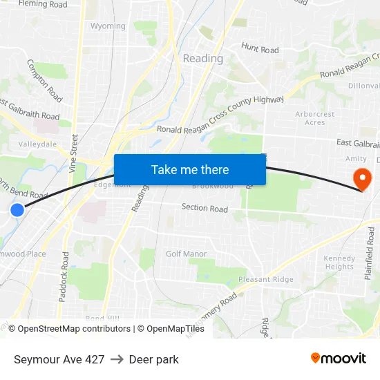 Seymour Ave 427 to Deer park map