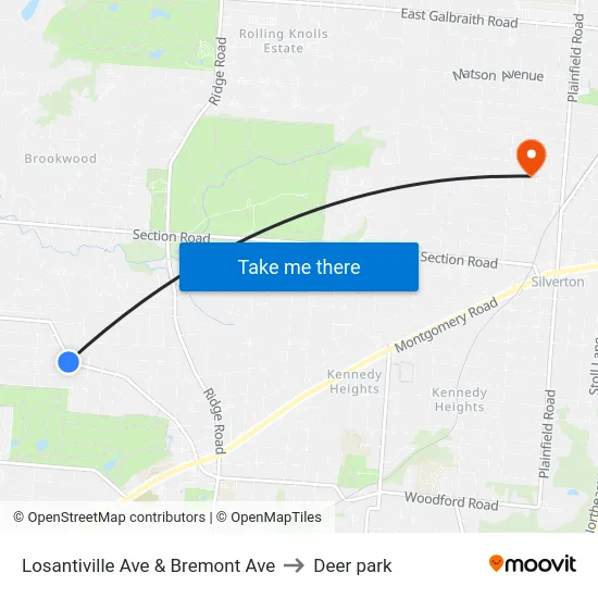 Losantiville Ave & Bremont Ave to Deer park map