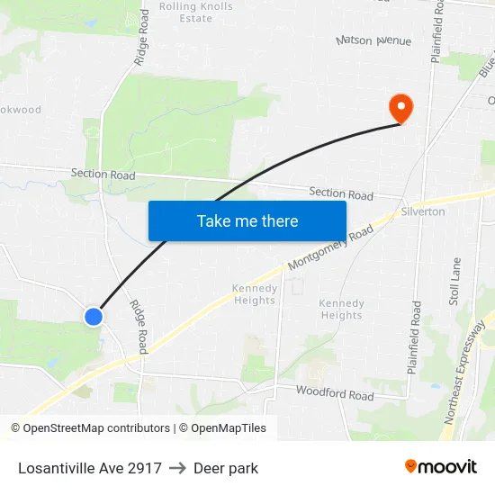 Losantiville Ave 2917 to Deer park map