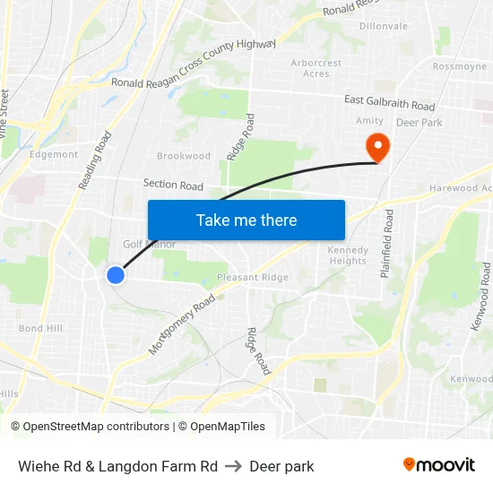 Wiehe Rd & Langdon Farm Rd to Deer park map
