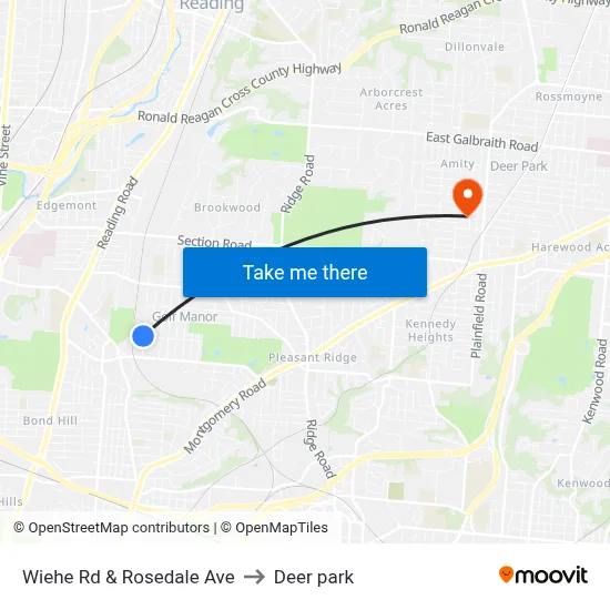 Wiehe Rd & Rosedale Ave to Deer park map