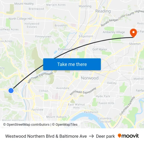 Westwood Northern Blvd & Baltimore Ave to Deer park map
