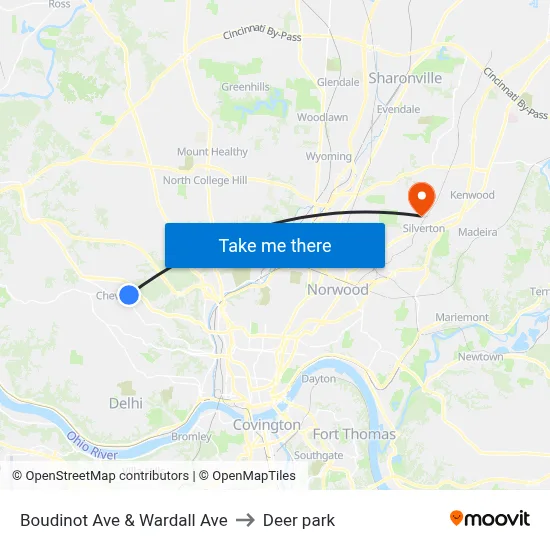 Boudinot Ave & Wardall Ave to Deer park map