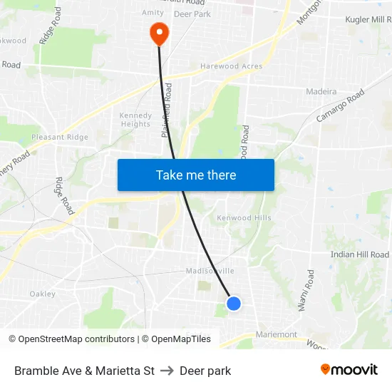 Bramble Ave & Marietta St to Deer park map