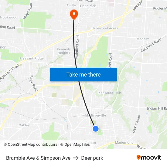Bramble Ave & Simpson Ave to Deer park map