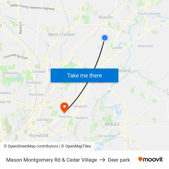 Mason Montgomery Rd & Cedar Village to Deer park map