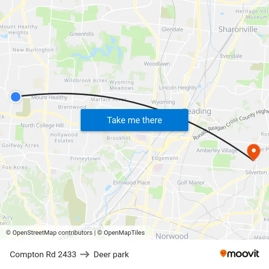 Compton Rd 2433 to Deer park map