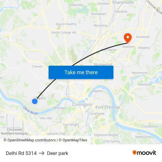 Delhi Rd 5314 to Deer park map