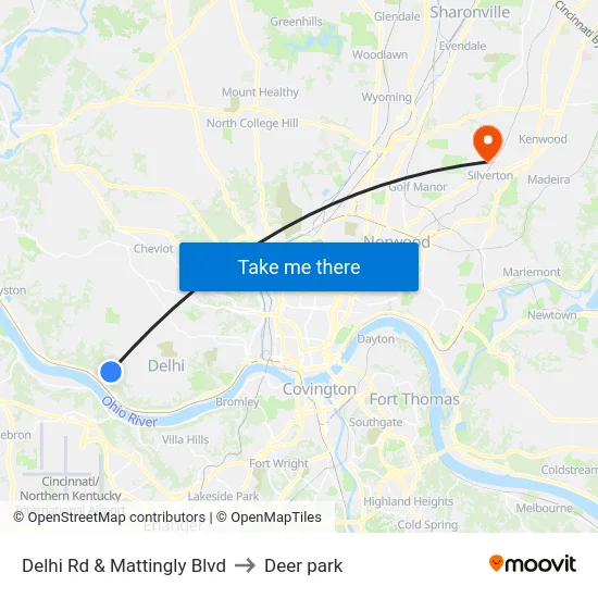 Delhi Rd & Mattingly Blvd to Deer park map