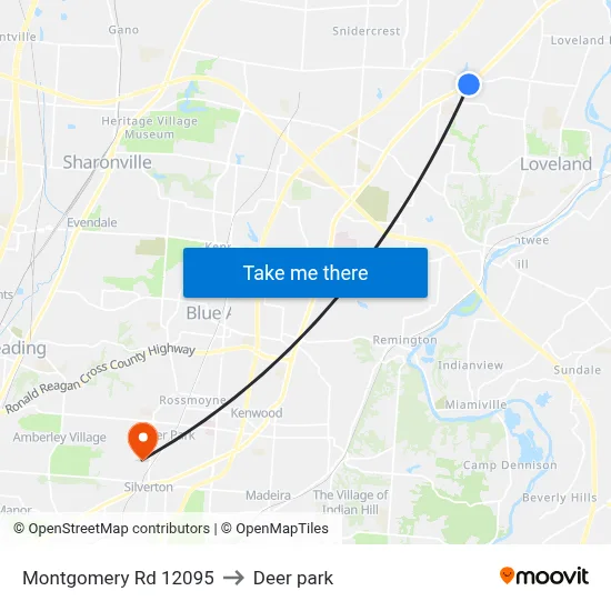 Montgomery Rd 12095 to Deer park map