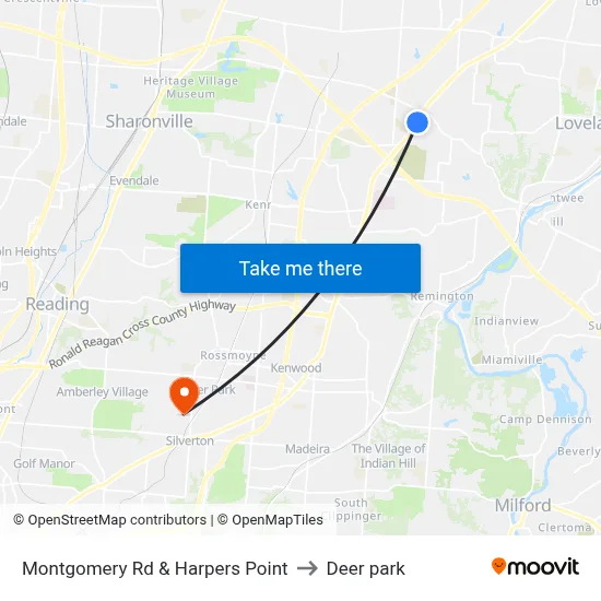 Montgomery Rd & Harpers Point to Deer park map