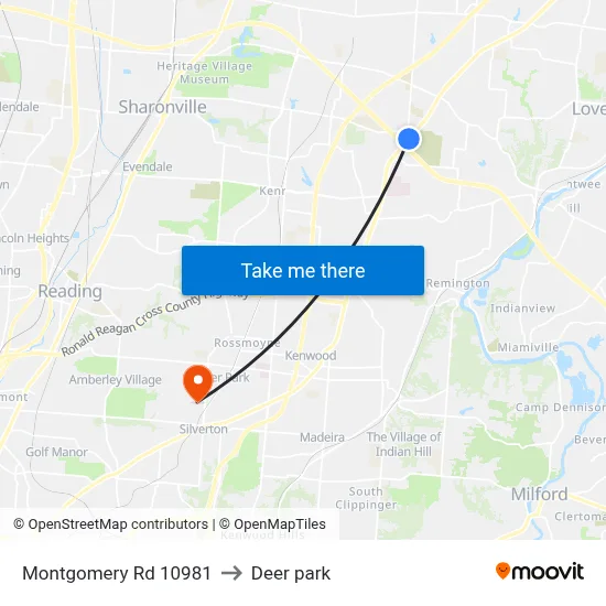 Montgomery Rd 10981 to Deer park map