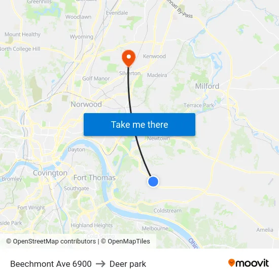 Beechmont Ave 6900 to Deer park map