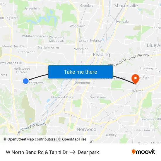 W North Bend Rd & Tahiti Dr to Deer park map