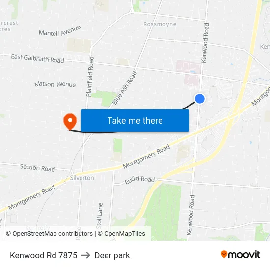 Kenwood Rd 7875 to Deer park map