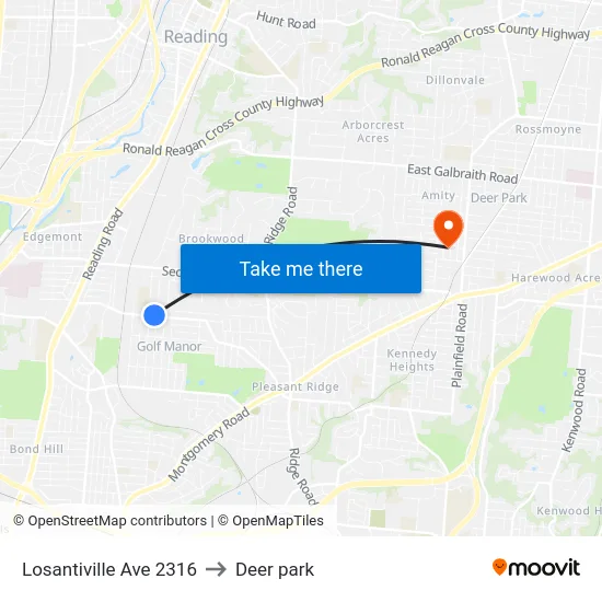 Losantiville Ave 2316 to Deer park map