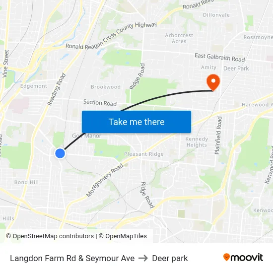 Langdon Farm Rd & Seymour Ave to Deer park map