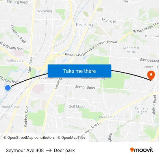 Seymour Ave 408 to Deer park map
