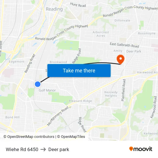 Wiehe Rd 6450 to Deer park map