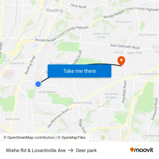 Wiehe Rd & Losantiville Ave to Deer park map