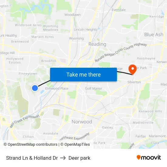 Strand Ln & Holland Dr to Deer park map