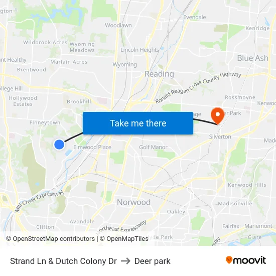 Strand Ln & Dutch Colony Dr to Deer park map