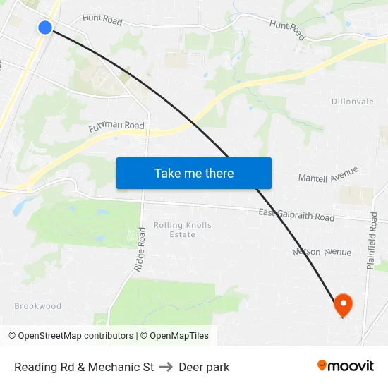 Reading Rd & Mechanic St to Deer park map