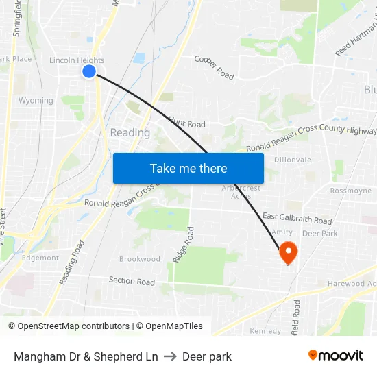 Mangham Dr & Shepherd Ln to Deer park map