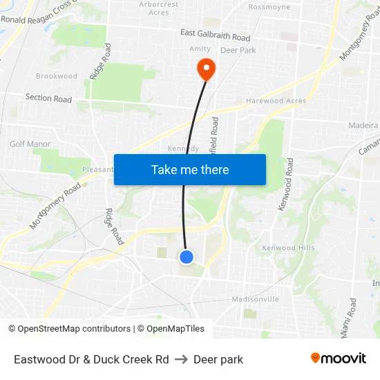 Eastwood Dr & Duck Creek Rd to Deer park map