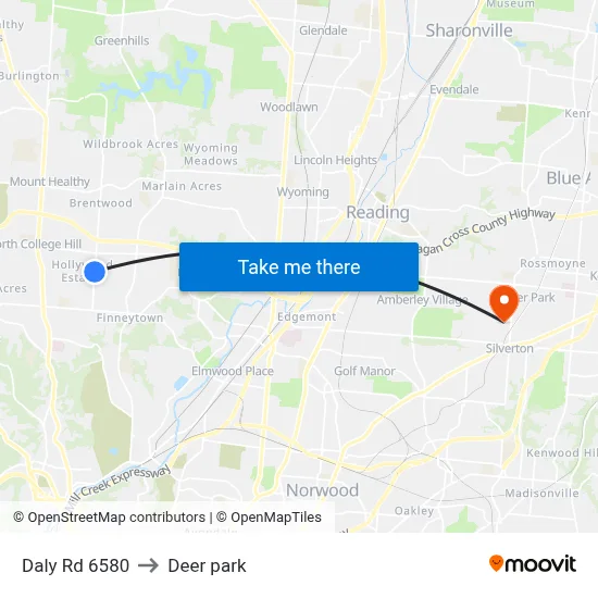 Daly Rd 6580 to Deer park map