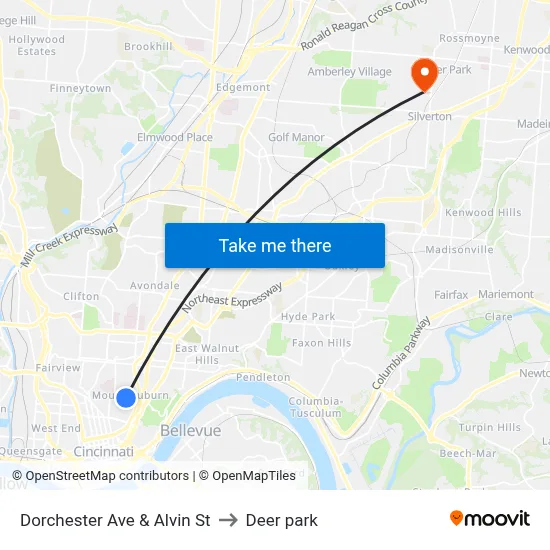 Dorchester Ave & Alvin St to Deer park map