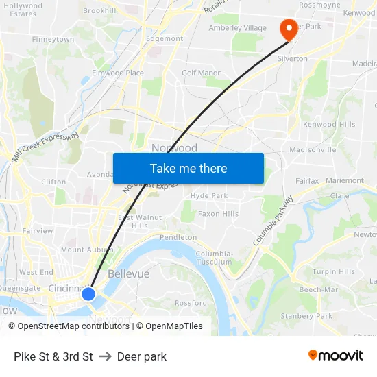 Pike St & 3rd St to Deer park map