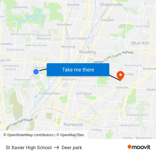 St Xavier High School to Deer park map