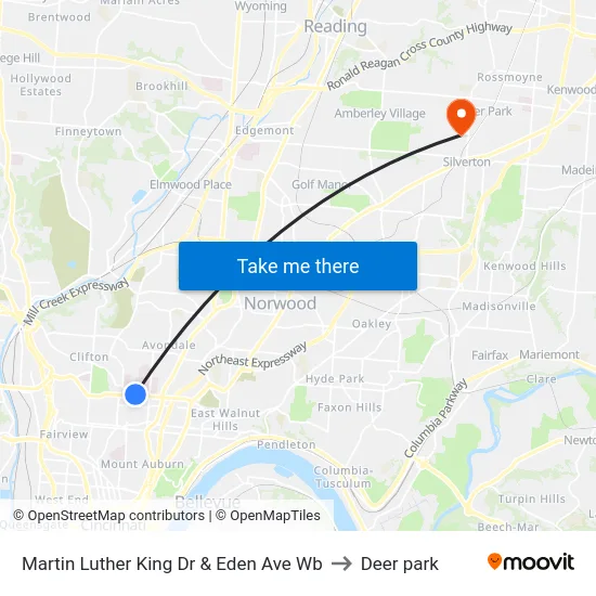 Martin Luther King Dr & Eden Ave Wb to Deer park map